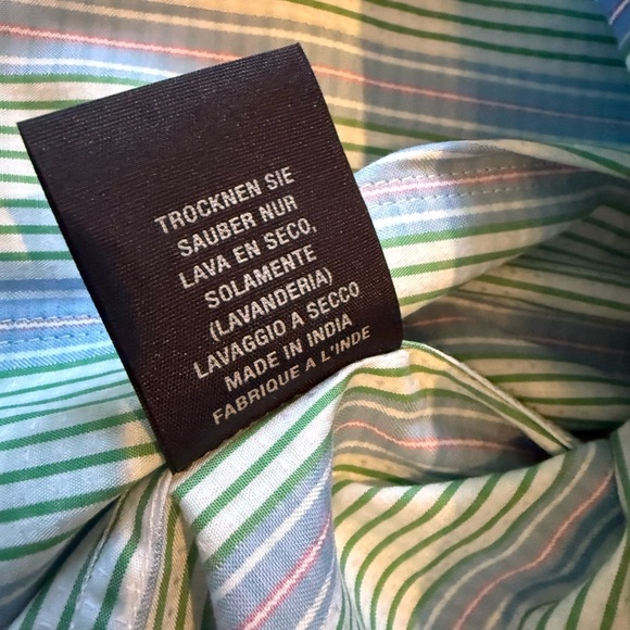 Robert Graham Floral Flip Cuff Button Down Shirt Men's Size Large Vert Stripe - Picture 9 of 14